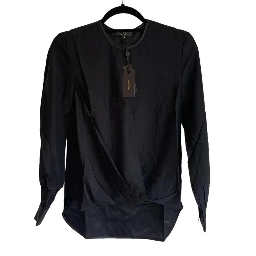 NEW Rag & Bone Lora Silk Blouse Relaxed Fit Top Women's Size XXS - Picture 4 of 10